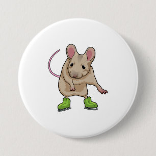 Mouse Ice skating Ice skates 7.5 Cm Round Badge