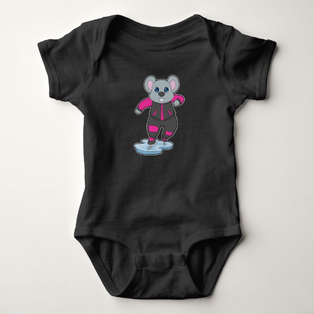 Mouse Ice skating Ice skates Baby Bodysuit (Front)