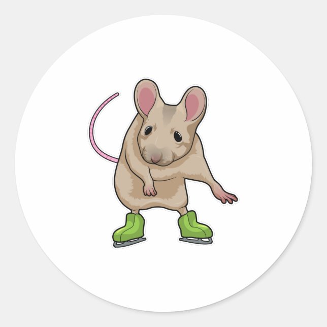 Mouse Ice skating Ice skates Classic Round Sticker (Front)
