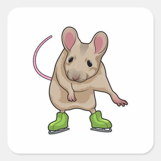 Mouse Ice skating Ice skates Square Sticker (Front)
