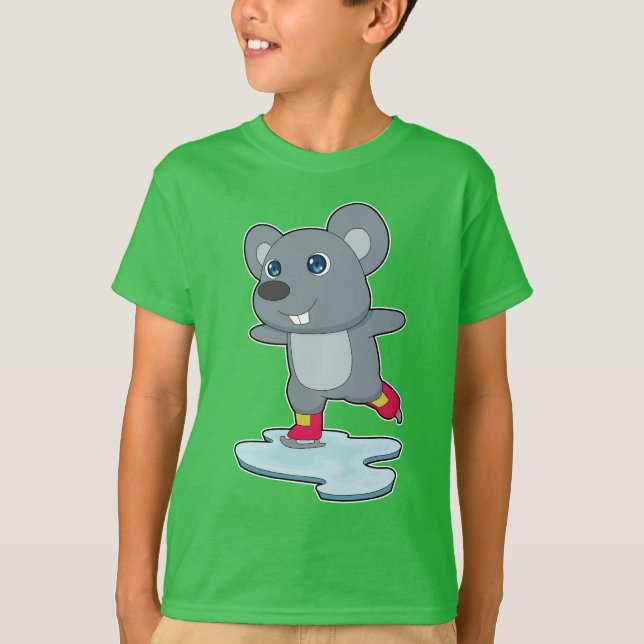 Mouse Ice skating Ice skates T-Shirt (Front)