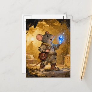 Mouse in a Cave Finds a Treasure Postcard