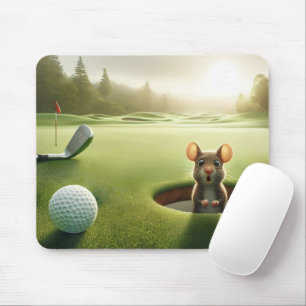 Mouse In A Golf Course Hole Mat