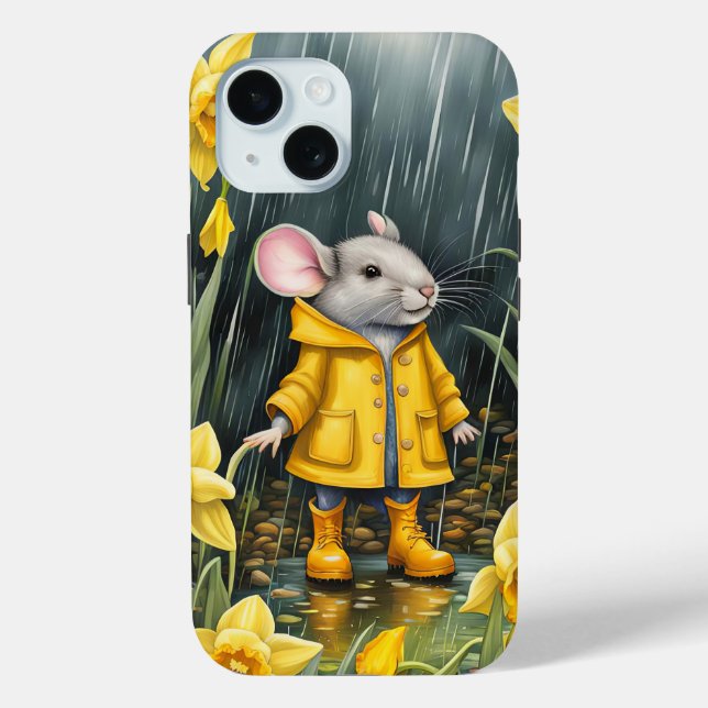 Mouse In a Rainy Daffodil Garden Case-Mate iPhone Case (Back)