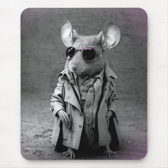 Mouse in a Trench Coat Mousepad (Front)