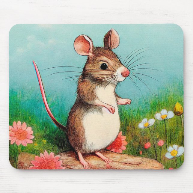 Mouse In Flowers Mousepad (Front)
