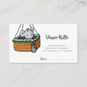 Mouse in Hot Air Balloon Basket Diaper Raffle Enclosure Card