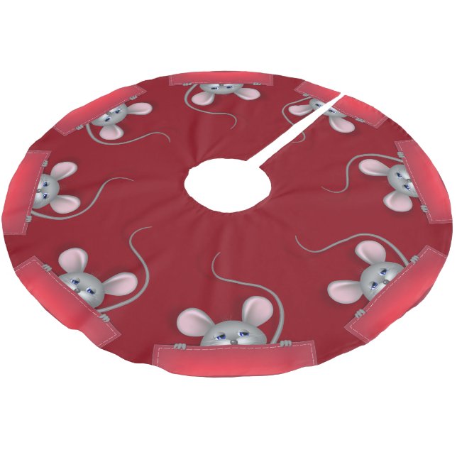 Mouse in Pocket Brushed Polyester Tree Skirt (Angled)