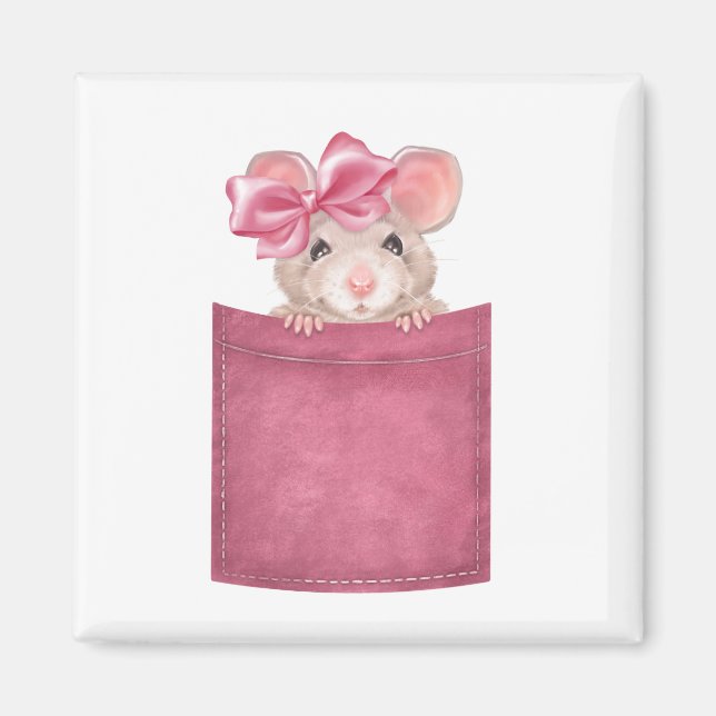 Mouse in pocket. Pink version Magnet (Front)