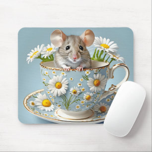 Mouse in Teacup With Daisies Mouse Mat