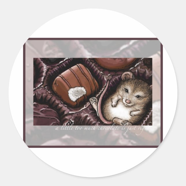 Mouse in the Chocolate Box Classic Round Sticker (Front)