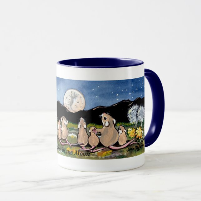 "Mouse in the Moon", Mice Watching the Moon Mug (Front Right)
