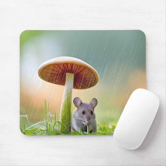 Mouse In The Rain Mouse Mat (With Mouse)