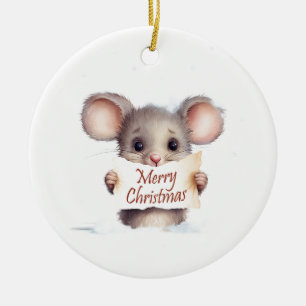 Mouse Merry Christmas Ceramic Tree Decoration