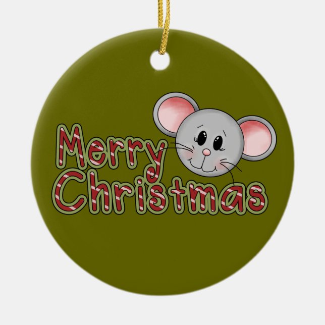 Mouse Merry Christmas Keepsake Ornament (Front)