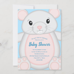 Mouse Mice Baby Shower Blue Invitation