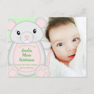 Mouse Mice Baby Shower Green  Postcard