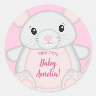 Mouse Mice Baby Shower Pink Classic Round Sticker