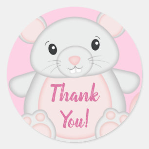 Mouse Mice Baby Shower Pink Classic Round Sticker