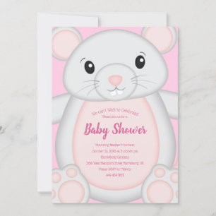 Mouse Mice Baby Shower Pink Invitation