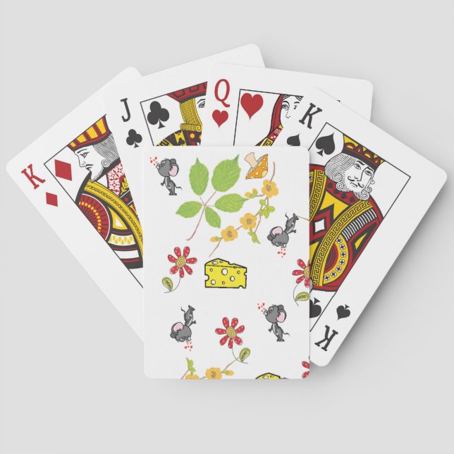 Mouse Mice Cheese Floral Playing Card Deck (Back)
