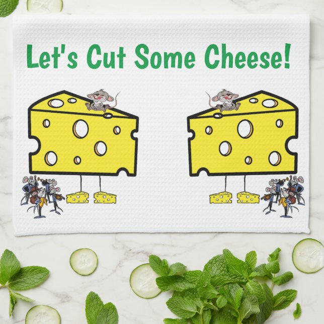 Mouse Mice Cut Cheese Music Kitchen Hand Towel (Folded)