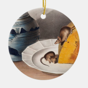 Mouse (Mus-musculus) Illustration Ceramic Tree Decoration