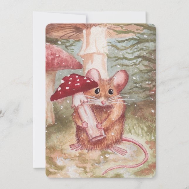Mouse & Mushroom Flat Card (Front)