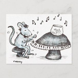 Mouse Mushroom Musician Postcard