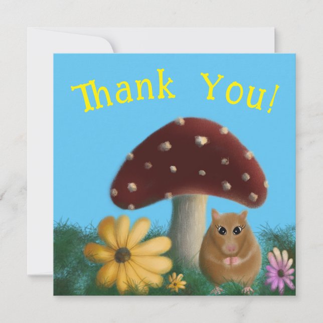 Mouse & Mushroom Thank You Card (Front)