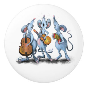 Mouse Music Band Funny Ceramic Knob