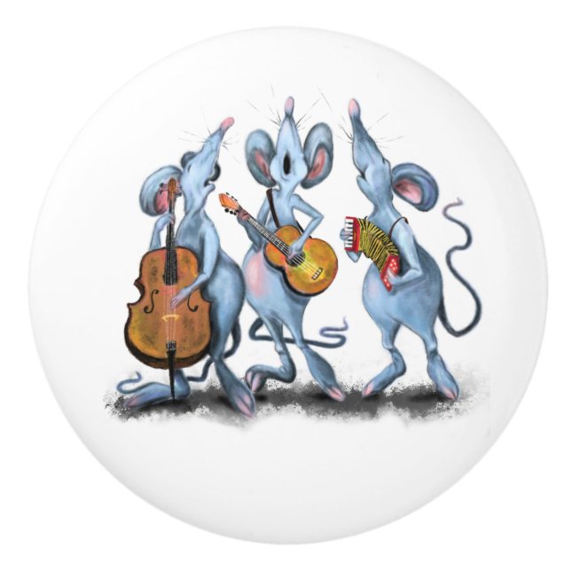 Mouse Music Band Funny Ceramic Knob (Front)