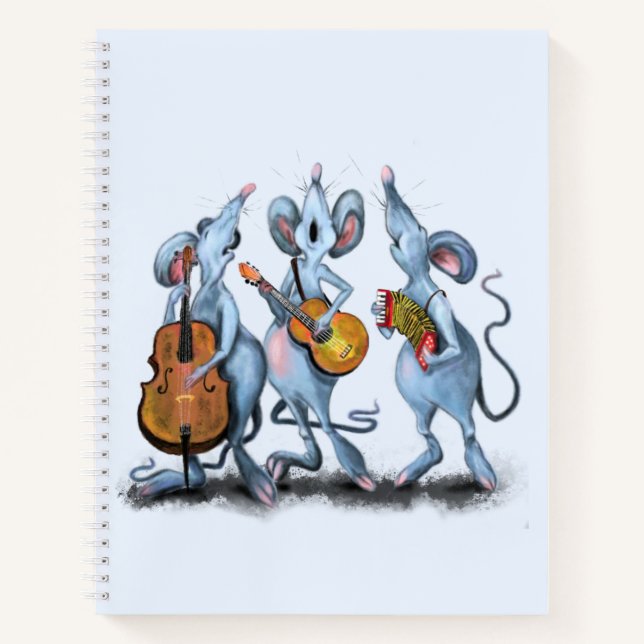 Mouse Music Band Funny Notebook (Front)