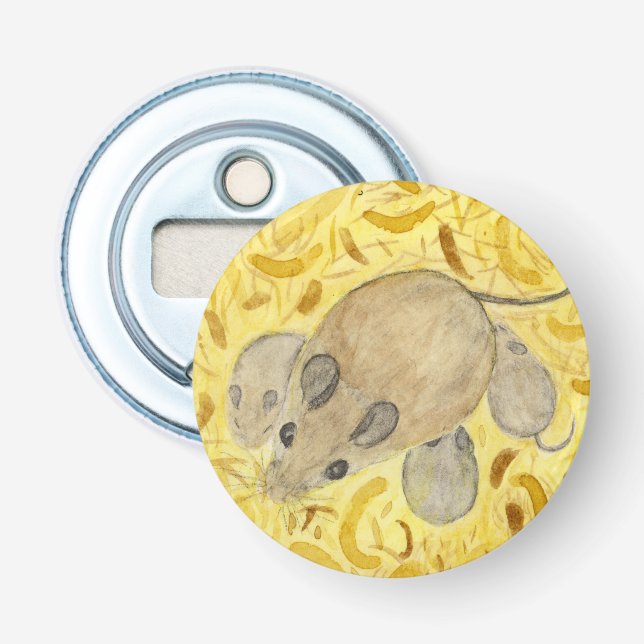 Mouse Nest Watercolor Bottle Opener (Front)