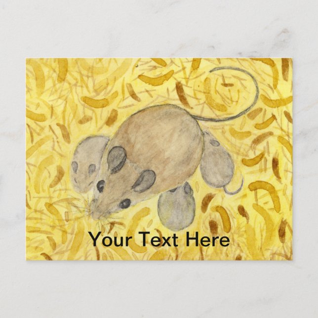 Mouse Nest Watercolor Postcard (Front)