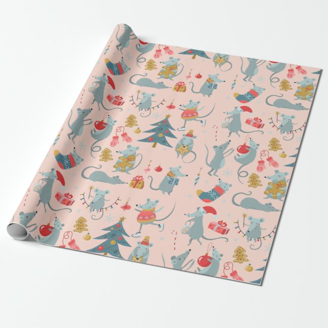 Mouse | Not a Creature Was Stirring Holiday Wrapping Paper (Unrolled)