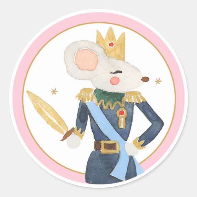 Mouse Nutcracker Land Sweets Girl Birthday Cupcake Classic Round Sticker (Front)