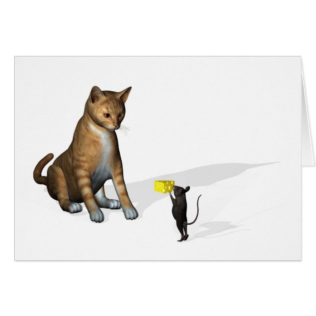 Mouse Offers Cat Cheese For Friendship (Front Horizontal)