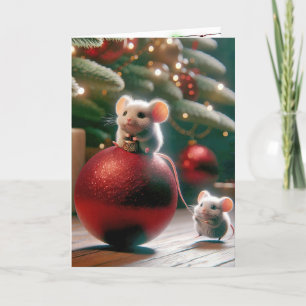 Mouse On a Christmas Ornament  Holiday Card