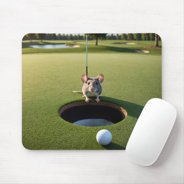 Mouse On a Golf Course Mat (With Mouse)
