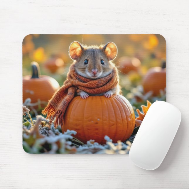 Mouse On an Autumn Pumpkin Mat (With Mouse)