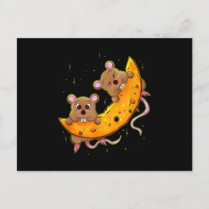 Mouse On Cheese Moon Gift Low Carb Diet Cheese Announcement Postcard