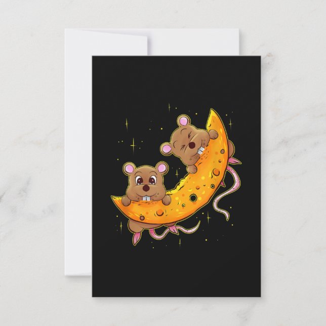 Mouse On Cheese Moon Gift Low Carb Diet Cheese RSVP Card (Front)