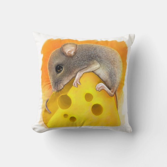 Mouse on cheese realistic painting cushion (Front)
