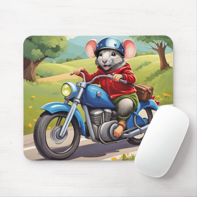 Mouse On Motorcycle Mouse Mat (With Mouse)