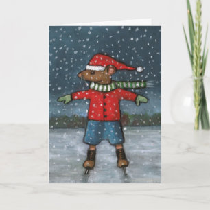 Mouse on Skates: Snow: Happy Birthday Super Star! Card