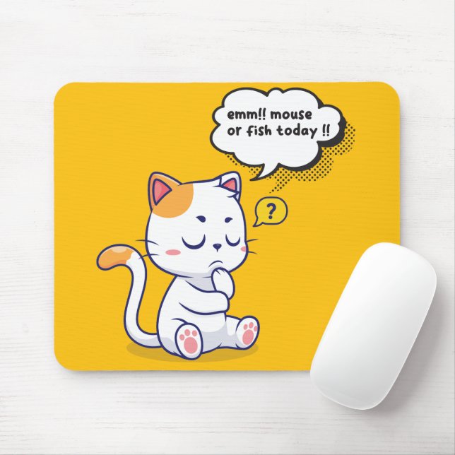 Mouse or Fish? – funny pet- Deep Thinking Cat Mat (With Mouse)