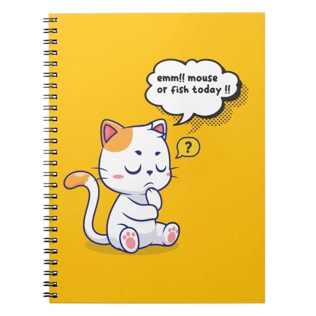 Mouse or Fish? – funny pet- Deep Thinking Cat Notebook (Front)