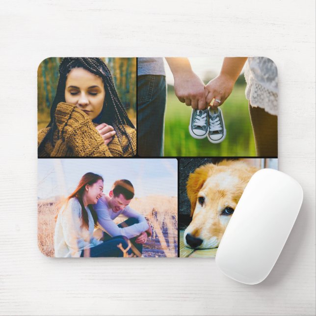 Mouse Pad 4 Photo Template Rounded (With Mouse)