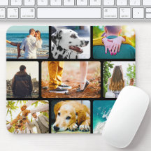 Mouse Pad 9 Photo Template Collage Rounded Frame